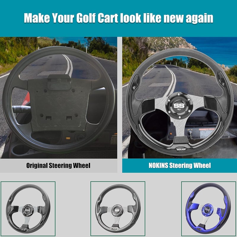 WEKANI Golf Cart Steering wheel for EZGO YAMAHA and Club Car Precedent Most Golf carts Black - Image 5